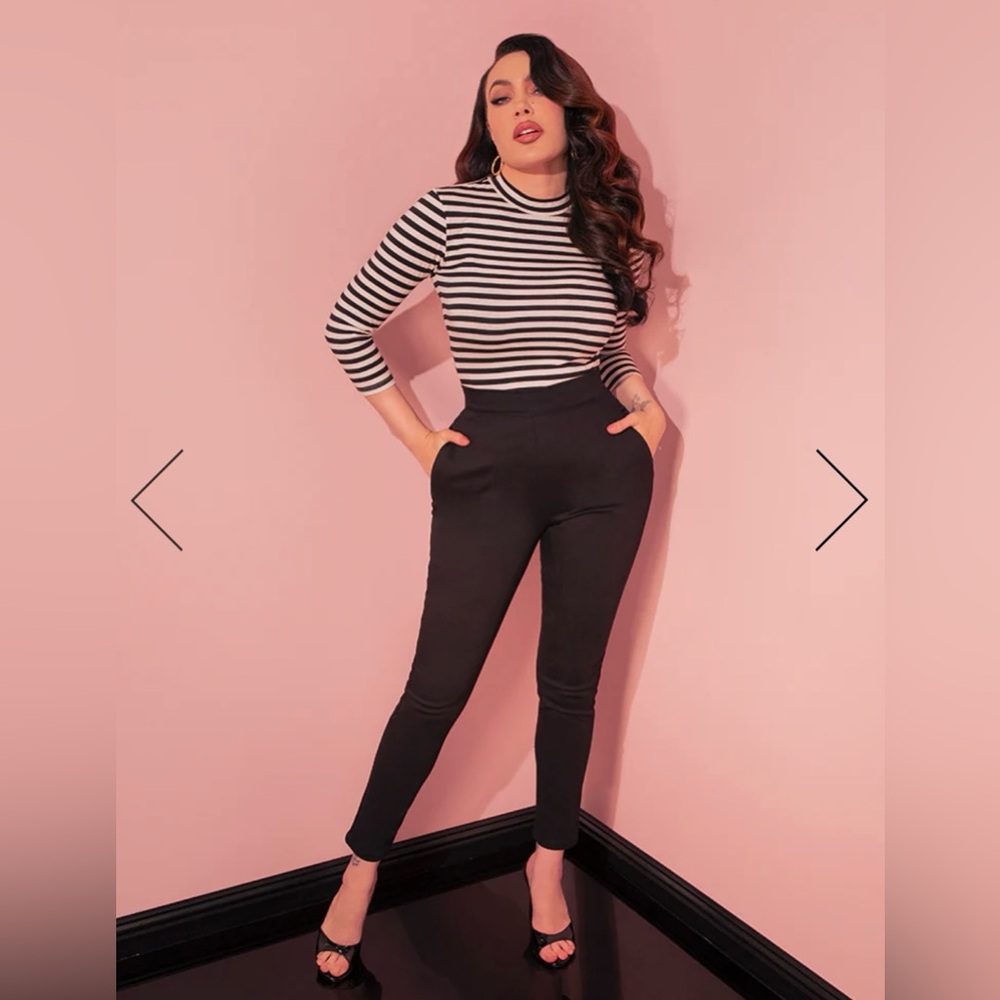 CIGARETTE PANTS IN BLACK TWILL - VIXEN BY MICHELINE PITT